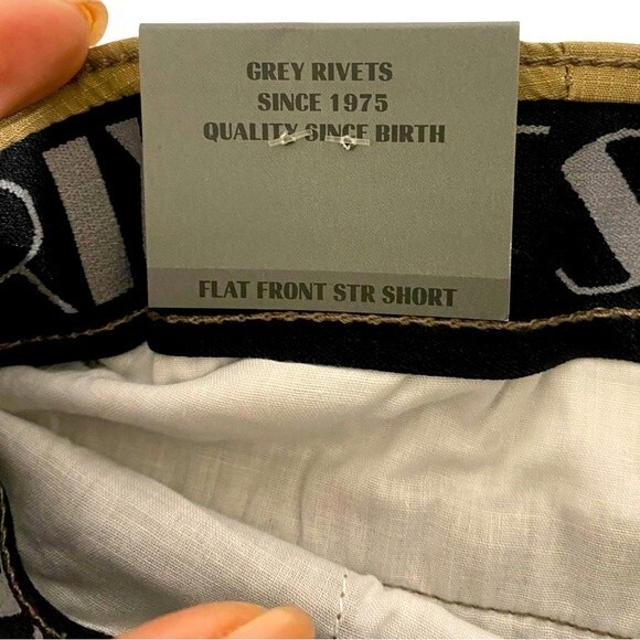 Grey Rivets Men’s Classic Fit Flat Front Shorts - Picture 5 of 6